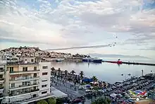 View of Kavala (from press spot) during the Saudi Hawks demonstration (2014 AirSea Show)