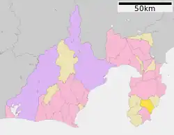 Location of Kawazu in Shizuoka Prefecture