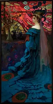 Peacock. Portrait of Zofia Borucińska by Kazimierz Stabrowski (1908)