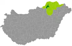 Kazincbarcika District within Hungary and Borsod-Abaúj-Zemplén County.