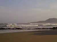 A view of the beach and rocks in Kei Mouth.