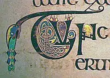 One of thousands of smaller decorated initials from the Book of Kells