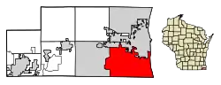 Location of Pleasant Prairie in Kenosha County, Wisconsin