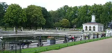 The Italian Garden; the fountains are fed by a borehole into the Upper Chalk.