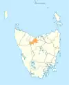 Map showing Kentish LGA in Tasmania