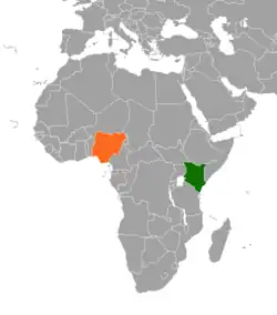 Map indicating locations of Kenya and Nigeria