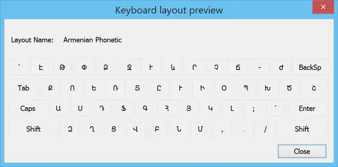 Armenian computer keyboard layout