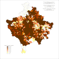 Distribution of Albanians on Kosovo and Metohija by settlements 1961.