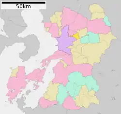 Location of Kikuyō in Kumamoto Prefecture