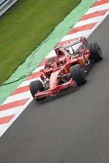 Kimi Räikkönen driving the F2008 at the 2008 Belgian Grand Prix.