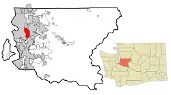 Location of Mercer Island in King County, Washington