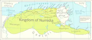 Map of Numidia after the Punic wars