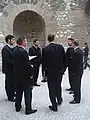 A klapa group performing music inside the Vestibule