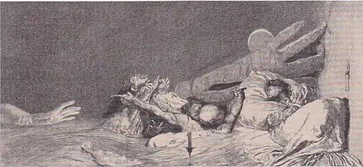 Anxieties from the series Paraphrase on the Finding of a Glove Opus VI, no. 7 (1881), etching, 7, 13,5 x 25,7 cm., Albertina, Vienna