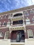 Balconies and fire escape on the north face