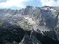 The hut and Jubilee Ridge with the Inner Höllentalspitze seen from Gatterl