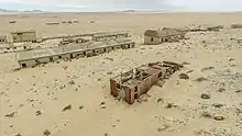 An aerial view of Kolmanskop.