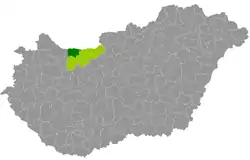 Komárom District within Hungary and Komárom-Esztergom County.