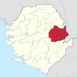 Location of Kono District in Sierra Leone