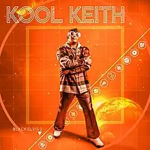 Kool Keith in a b-boy stance on a monochromatic orange cover