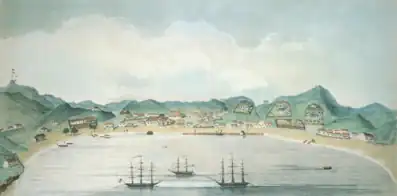 Kororāreka (Russell) before the battle, 10 March 1845