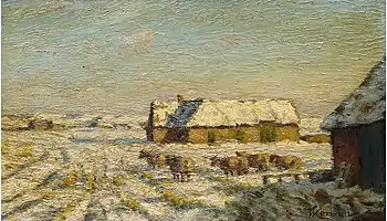 Franz Korwan Winter auf Sylt, Oil on wood 24 × 38 cm, without year