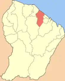 Location of the commune (in red) within French Guiana