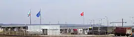 A view of the Hamzabeyli border crossing point with its counterpart Lesovo (note the exclusive truck traffic)