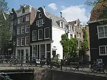 Canal houses on the Kromboomssloot, corner of Korte Dijkstraat.