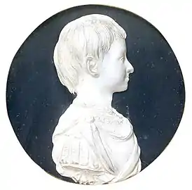 Plaster relief of Crown Prince Frederick (VI) as a child.