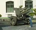 A modernized version of the gun on pneumatic tires in a Brazilian museum