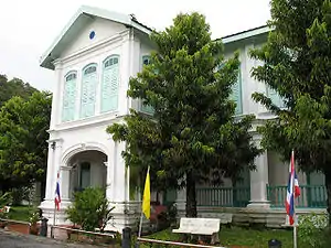 Kuden Mansion in Satun, Thailand, an example of a box layout Sino-Portuguese mansion. The building now houses the Satun National Museum.