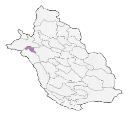 Location of Kuhchenar County in Fars province