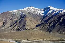 Confluence of Stod and Zanskar near Padum. Road from Nimmu enters lower left, exits lower right to Padum.