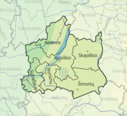 Map of Kupiškis district municipality