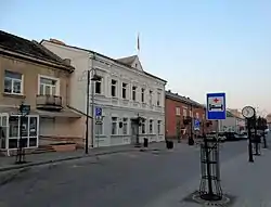 Kuršėnai eldership building (white) in J. Basanavičius st.