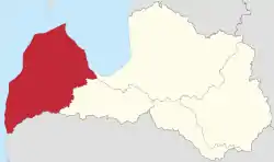 Location of Courland in Latvia