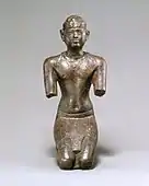 Ancient Egyptian statuette of a Kushite pharaoh; 713–664 BC; bronze, precious-metal leaf; height: 7.6 cm, width: 3.2 cm, depth: 3.6 cm; Metropolitan Museum of Art