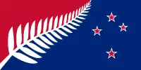 A Silver fern flag designed by Kyle Lockwood. It won a Wellington newspaper flag competition in July 2004 and appeared on TV3 in 2005 after winning a poll which included the present national flag. It was voded on in the 2015 referendum.