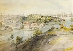 A 1787 watercolour of Långholmen in Stockholm