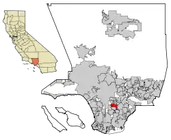 Location of South Gate in Los Angeles County, California