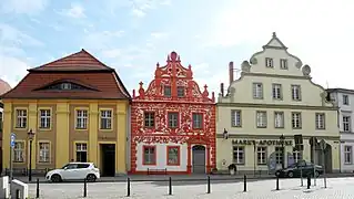 Old tenements at the Market Square in Luckau (Łuków)