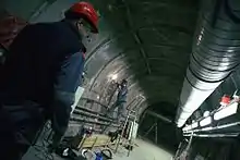 Underground laboratory. Walls are concrete reinforced with a metal frame.