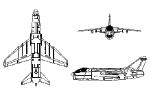 3-view line drawing of the LTV A-7 Corsair II