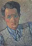 LVG Self Portrait, oil on panel, 1935, 15" x 21",  Goriansky Family Collection