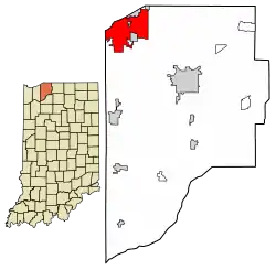 Location of Michigan City in LaPorte County, Indiana.