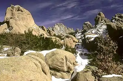 Winter view of La Pedriza's peaks