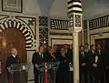 Essebsi at a press conference with Italian Prime Minister Berlusconi in 2011.