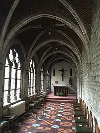 The small, heavily restored 15th-century cloister, converted into a chapel in the mid-20th century