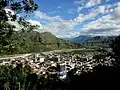 The river Chanchamayo as it flows along the town Chanchamayo or La Merced